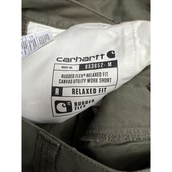 Carhatt Relaxed Fit Mens Cargo Carpenter Shorts Green Rugged Flex Work 42x11 - Picture 11 of 12